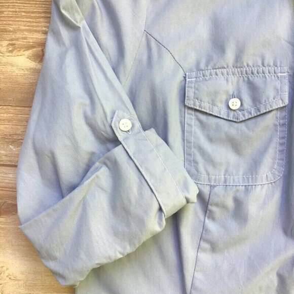Tommy Hilfiger Button Down Shirt Womens Medium Light Blue Roll Tab Sleeve Cotton - Picture 5 of 8